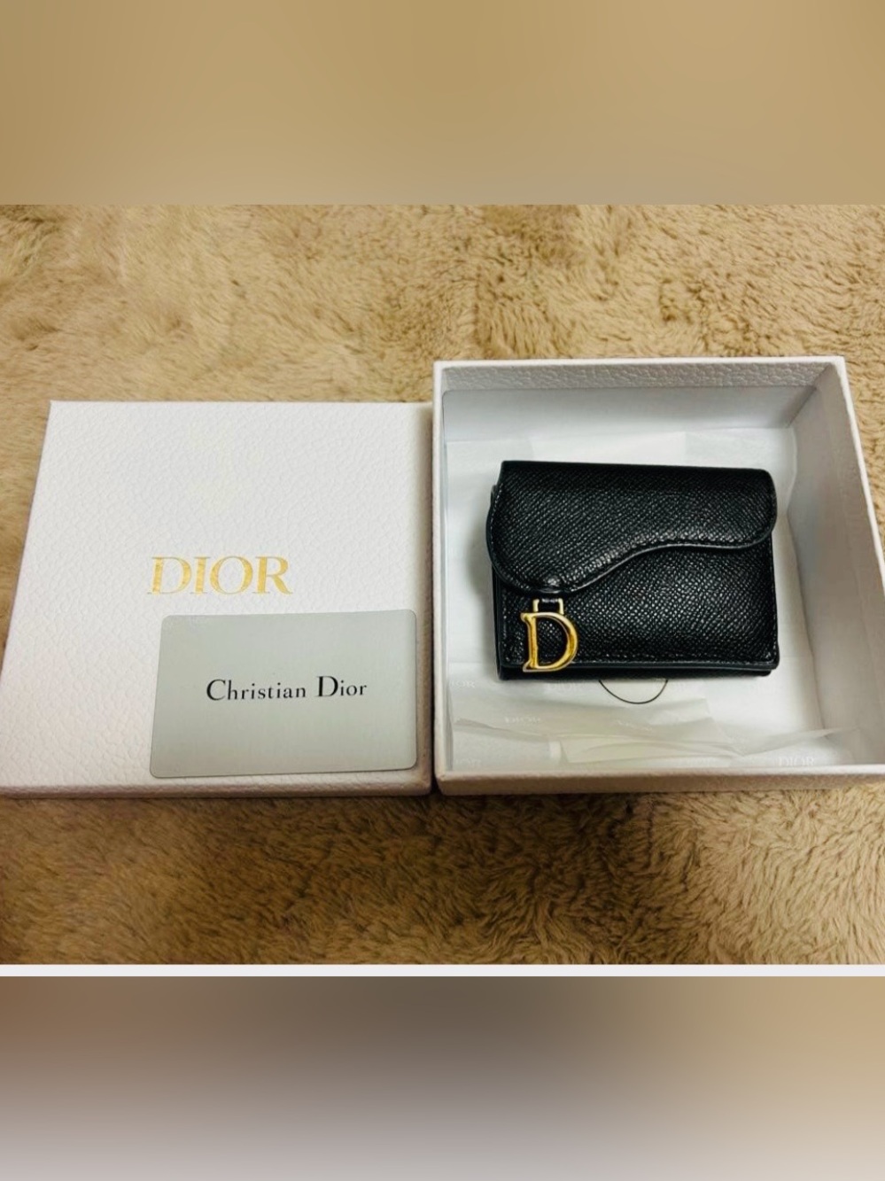 Dior Saddle Compact Wallet  Black EUC Box